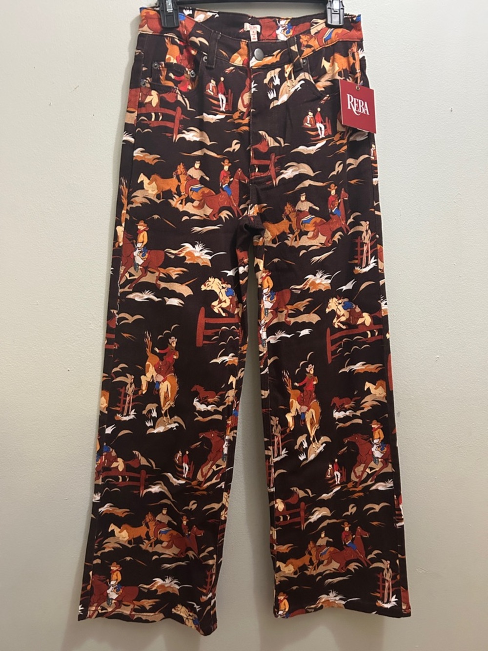 Reba  WOMENS Brown Western Print Pants